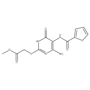 Methyl 2-((4-amino-5-(furan-2-carboxamido)-6-oxo-1,6-dihydropyrimidin-2-yl)thio)acetate Structure