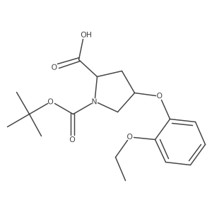 (2S,4S)-1-(Tert-butoxycarbonyl)-4-(2-ethoxy-phenoxy)-2-pyrrolidinecarboxylic acid结构式