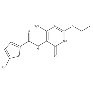 N-(4-amino-2-(ethylthio)-6-oxo-1,6-dihydropyrimidin-5-yl)-5-bromofuran-2-carboxamide结构式