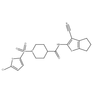 1-((5-chlorothiophen-2-yl)sulfonyl)-N-(3-cyano-5,6-dihydro-4H-cyclopenta[b]thiophen-2-yl)piperidine-4-carboxamide Structure