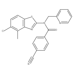 N-(5-chloro-4-methylbenzo[d]thiazol-2-yl)-4-cyano-N-(pyridin-2-ylmethyl)benzamide结构式