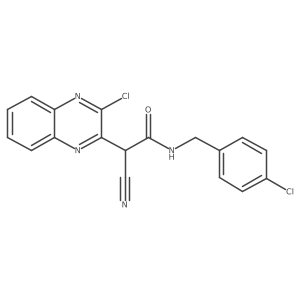 3-Chloro-N-[(4-chlorophenyl)methyl]-I+/--cyano-2-quinoxalineacetamide Structure