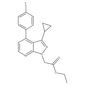 Ethyl 2-(3-cyclopropyl-4-(4-fluorophenyl)-1H-pyrazolo[3,4-b]pyridin-1-yl)acetate结构式