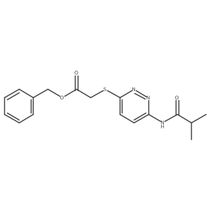 Benzyl 2-((6-isobutyramidopyridazin-3-yl)thio)acetate结构式