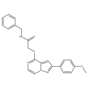 N-benzyl-2-{[2-(4-methoxyphenyl)pyrazolo[1,5-a]pyrazin-4-yl]sulfanyl}acetamide结构式