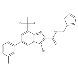 3-bromo-6-(3-fluorophenyl)-N-(thiophen-2-ylmethyl)-8-(trifluoromethyl)imidazo[1,2-a]pyridine-2-carbo结构式