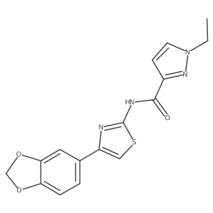 N-(4-(benzo[d][1,3]dioxol-5-yl)thiazol-2-yl)-1-ethyl-1H-pyrazole-3-carboxamide结构式