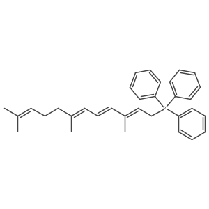 Triphenyl(3,7,11-trimethyl-2,4,6,10-dodecatetraen-1-yl)phosphonium Structure