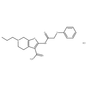 2-(2-(Phenylthio)acetamido)-6-propyl-4,5,6,7-tetrahydrothieno[2,3-c]pyridine-3-carboxamide hydrochloride Structure