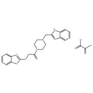 1-(4-((1H-benzo[d]imidazol-2-yl)methyl)piperazin-1-yl)-2-(benzo[d]oxazol-2-ylthio)ethanone oxalate Structure