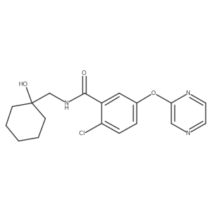 2-chloro-N-((1-hydroxy-cyclohexyl)methyl)-5-(pyrazin-2-yloxy)-benzamide结构式