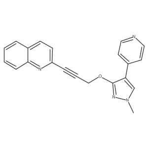 2-(3-((1-Methyl-4-(pyridin-4-yl)-1H-pyrazol-3-yl)oxy)prop-1-yn-1-yl)quinoline结构式