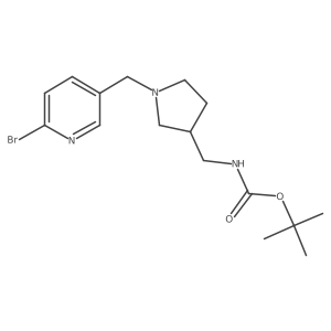 Tert-butyl ((1-((6-bromopyridin-3-yl)methyl)pyrrolidin-3-yl)methyl)carbamate结构式
