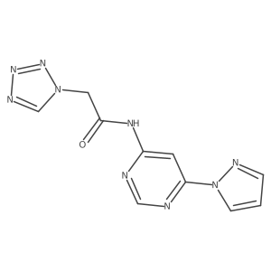 N-(6-(1H-pyrazol-1-yl)pyrimidin-4-yl)-2-(1H-tetrazol-1-yl)acetamide结构式