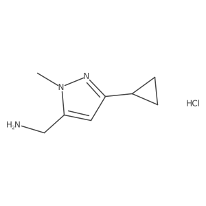 (5-Cyclopropyl-2-methylpyrazol-3-yl)methanamine;hydrochloride结构式