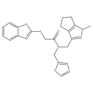 2-(benzo[d]thiazol-2-ylthio)-N-(furan-2-ylmethyl)-N-((1-methyl-1,4,5,6-tetrahydrocyclopenta[c]pyrazol-3-yl)methyl)acetamide Structure