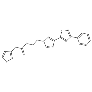 N-(2-{4-[3-(pyridin-2-yl)-1,2,4-oxadiazol-5-yl]-1H-1,2,3-triazol-1-yl}ethyl)-2-(thiophen-3-yl)acetamide结构式