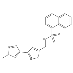 N-((3-(1-methyl-1H-pyrazol-4-yl)-1,2,4-oxadiazol-5-yl)methyl)quinoline-8-sulfonamide结构式