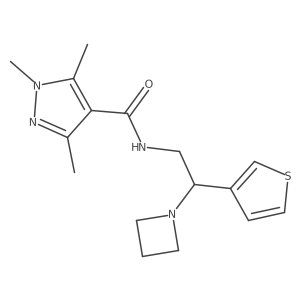 N-(2-(azetidin-1-yl)-2-(thiophen-3-yl)ethyl)-1,3,5-trimethyl-1H-pyrazole-4-carboxamide结构式