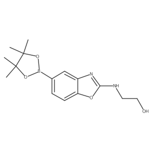 2-((5-(4,4,5,5-Tetramethyl-1,3,2-dioxaborolan-2-yl)benzo[d]oxazol-2-yl)amino)ethan-1-ol Structure
