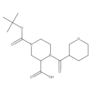 4-Tert-butoxycarbonyl-1-(tetrahydropyran-3-carbonyl)piperazine-2-carboxylic acid结构式