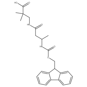 3-[(3R)-3-({[(9H-fluoren-9-yl)methoxy]carbonyl}amino)butanamido]-2,2-dimethylpropanoic acid Structure