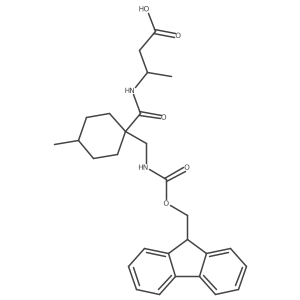 (3S)-3-({1-[({[(9H-fluoren-9-yl)methoxy]carbonyl}amino)methyl]-4-methylcyclohexyl}formamido)butanoic acid结构式