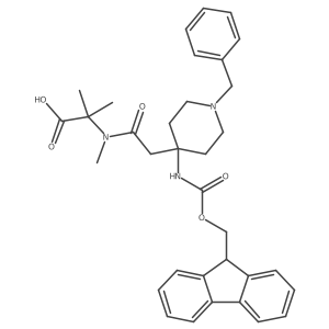 2-{2-[1-benzyl-4-({[(9H-fluoren-9-yl)methoxy]carbonyl}amino)piperidin-4-yl]-N-methylacetamido}-2-methylpropanoic acid结构式