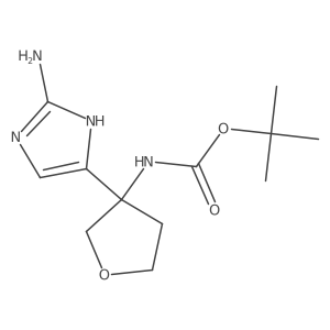 tert-butyl N-[3-(2-amino-1H-imidazol-5-yl)oxolan-3-yl]carbamate结构式