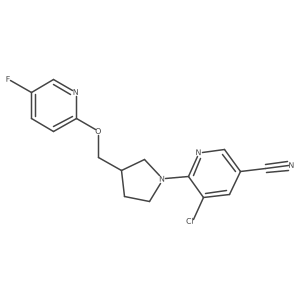 5-Chloro-6-(3-{[(5-fluoropyridin-2-yl)oxy]methyl}pyrrolidin-1-yl)pyridine-3-carbonitrile结构式