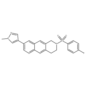 4-[7-(4-fluorobenzenesulfonyl)-6H,7H,8H,9H-pyrido[2,3-b]1,6-naphthyridin-3-yl]-1-methyl-1H-pyrazole结构式