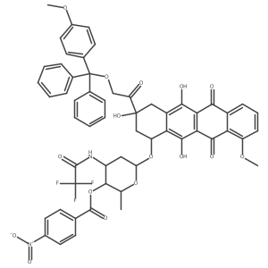 5,12-Naphthacenedione, 7,8,9,10-tetrahydro-6,8,11-trihydroxy-1-methoxy-8-[[(4-methoxyphenyl)diphenylmethoxy]acetyl]-10-[[2,3,6-trideoxy-4-O-(4-nitrobenzoyl)-3-[(trifluoroacetyl)amino]-I+/--L-lyxo-hexopyranosyl]oxy]-, (8S-cis)-结构式
