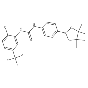 1-(2-Fluoro-5-(trifluoromethyl)phenyl)-3-(4-(4,4,5,5-tetramethyl-1,3,2-dioxaborolan-2-yl)phenyl)urea结构式