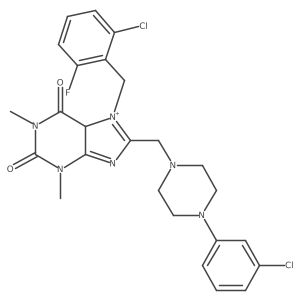 7-[(2-chloro-6-fluorophenyl)methyl]-8-[[4-(3-chlorophenyl)piperazin-1-yl]methyl]-1,3-dimethyl-5H-purin-3-ium-2,6-dione Structure