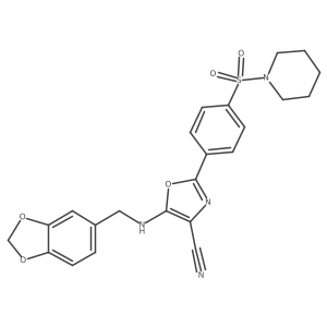 5-[(1,3-Benzodioxol-5-ylmethyl)amino]-2-[4-(piperidin-1-ylsulfonyl)phenyl]-1,3-oxazole-4-carbonitrile结构式