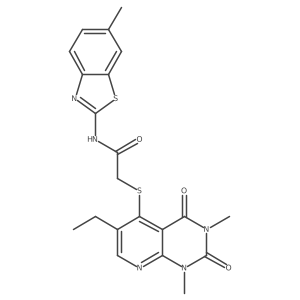 2-((6-ethyl-1,3-dimethyl-2,4-dioxo-1,2,3,4-tetrahydropyrido[2,3-d]pyrimidin-5-yl)thio)-N-(6-methylbenzo[d]thiazol-2-yl)acetamide结构式