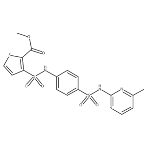 Methyl 3-[[[4-[[(4-methyl-2-pyrimidinyl)amino]sulfonyl]phenyl]amino]sulfonyl]-2-thiophenecarboxylate结构式