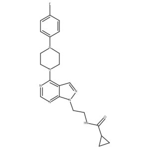 N-(2-(4-(4-(4-fluorophenyl)piperazin-1-yl)-1H-pyrazolo[3,4-d]pyrimidin-1-yl)ethyl)cyclopropanecarboxamide结构式