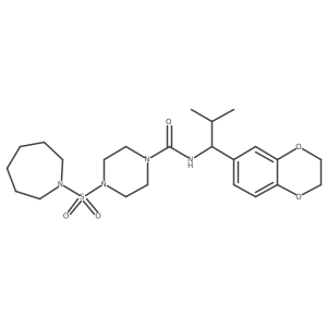 4-(azepane-1-sulfonyl)-N-[1-(2,3-dihydro-1,4-benzodioxin-6-yl)-2-methylpropyl]piperazine-1-carboxamide结构式