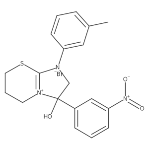 3-hydroxy-3-(3-nitrophenyl)-1-(m-tolyl)-3,5,6,7-tetrahydro-2H-imidazo[2,1-b][1,3]thiazin-1-ium bromide结构式