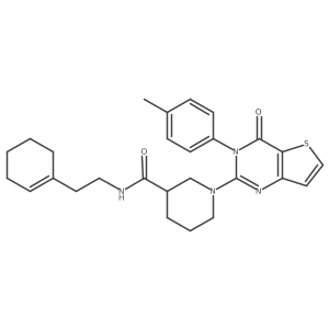 N-[2-(cyclohex-1-en-1-yl)ethyl]-1-[3-(4-methylphenyl)-4-oxo-3H,4H-thieno[3,2-d]pyrimidin-2-yl]piperidine-3-carboxamide结构式