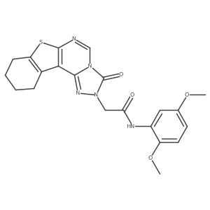 N-(2,5-dimethoxyphenyl)-2-{5-oxo-10-thia-3,4,6,8-tetraazatetracyclo[7.7.0.0^{2,6}.0^{11,16}]hexadeca-1(9),2,7,11(16)-tetraen-4-yl}acetamide结构式