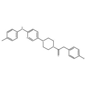2-(4-Fluorophenyl)-1-(4-(6-(p-tolylamino)pyridazin-3-yl)piperazin-1-yl)ethanone结构式