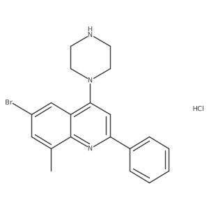 6-Bromo-8-methyl-2-phenyl-4-(piperazin-1-yl)quinoline hydrochloride Structure