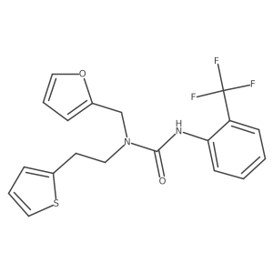 1-(Furan-2-ylmethyl)-1-(2-(thiophen-2-yl)ethyl)-3-(2-(trifluoromethyl)phenyl)urea结构式