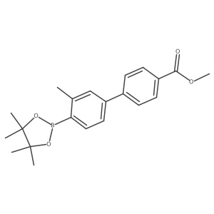 3'-Methyl-4'-(4,4,5,5-tetramethyl-[1,3,2]dioxaborolan-2-yl)-biphenyl-4-carboxylic acid methyl ester Structure