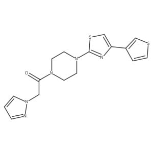 2-(1H-pyrazol-1-yl)-1-(4-(4-(thiophen-3-yl)thiazol-2-yl)piperazin-1-yl)ethanone结构式