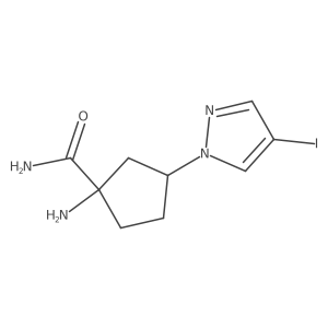 1-Amino-3-(4-iodo-1H-pyrazol-1-YL)cyclopentane-1-carboxamide Structure