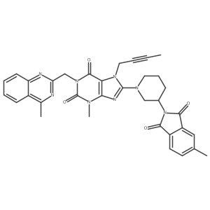 1-[(4-Methylquinazolin-2-yl)methyl]-3-methyl-7-(2-butin-1-yl)-8-(3(R)-4-methylphthalimidopiperidine-yl)-xanthine Structure