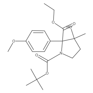 1-(tert-Butyl) 2-ethyl (2S,3R)-3-hydroxy-2-(4-methoxyphenyl)-3-methylpyrrolidine-1,2-dicarboxylate结构式